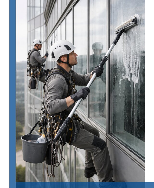 Высотная мойка сплошного остекления с выездом в Симферополе