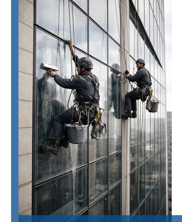 Профессиональная мойка стеклянных фасадов зданий в Симферополе