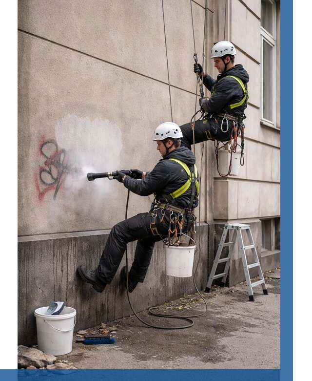 Удаление граффити с фасада в Симферополе от 4674 р. | ВЫСОТНИК-Сим