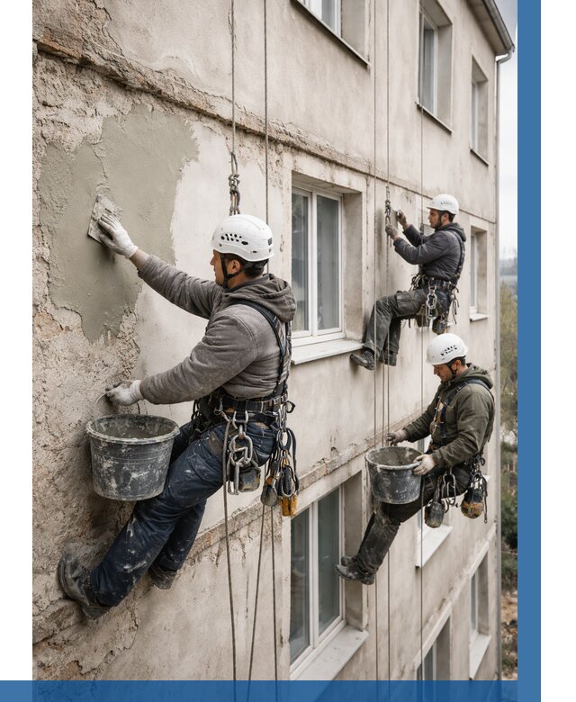 Ремонт штукатурного фасада в Симферополе от 779 р. под ключ | ВЫСОТНИК-Сим