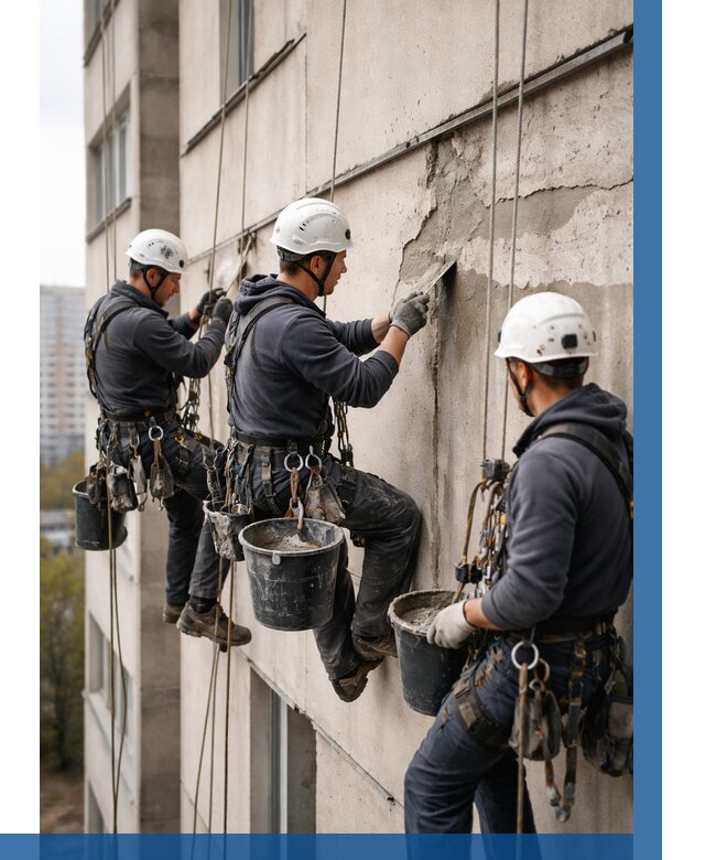 Ремонт бетонных элементов фасада в Симферополе от 2597 р. | ВЫСОТНИК-Сим