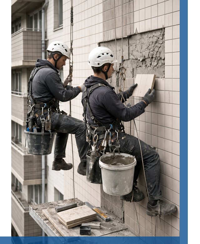 Ремонт облицовки фасада плиткой в Симферополе от 1870 р. | ВЫСОТНИК-Сим