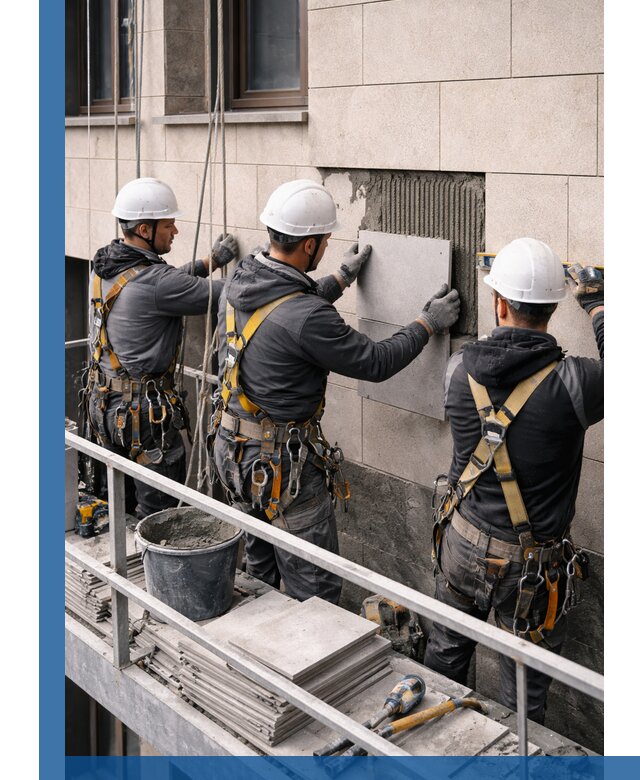 Ремонт облицовки фасада плиткой в Симферополе с гарантией