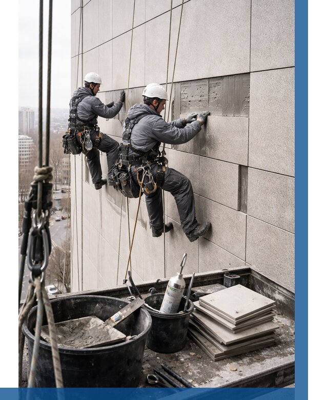 Ремонт фасада из керамогранита в Симферополе от 2597 р. | ВЫСОТНИК-Сим