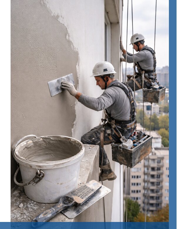 Шпаклевка фасада на высоте в Симферополе от 727 р. | ВЫСОТНИК-Сим