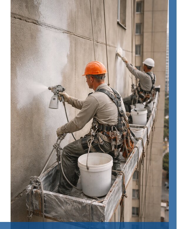 Грунтовка фасада на высоте в Симферополе от 125 р. | ВЫСОТНИК-Сим