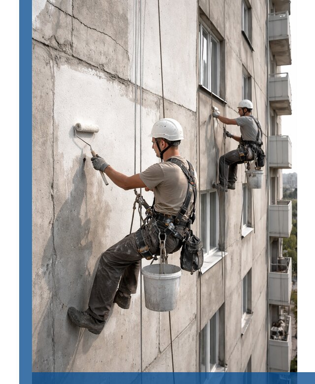 Покраска бетонного фасада в Симферополе для жилых и промышленных объектов