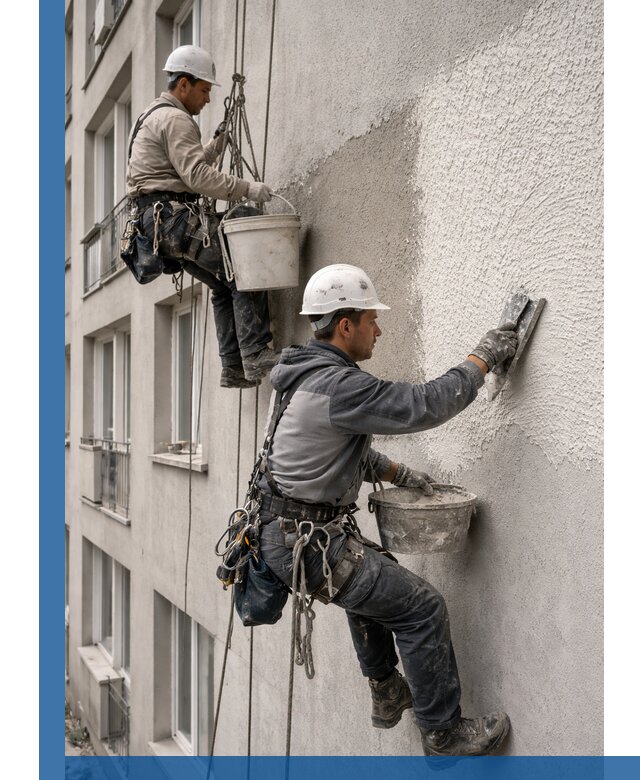 Нанесение декоративной штукатурки короед на фасад в Симферополе