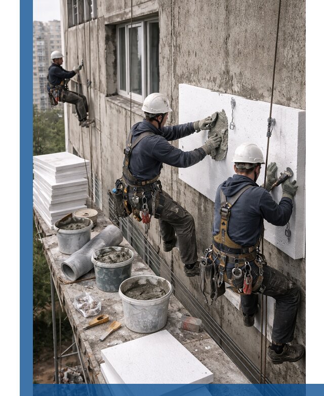 Утепление фасада пенополистиролом в Симферополе под ключ