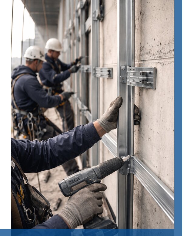 Монтаж подсистемы вентфасада в Симферополе от 883 р. | ВЫСОТНИК-Сим