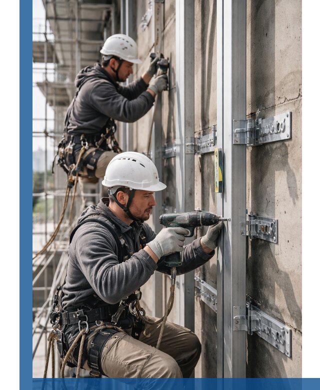 Монтаж и крепление подсистемы вентфасада в Симферополе