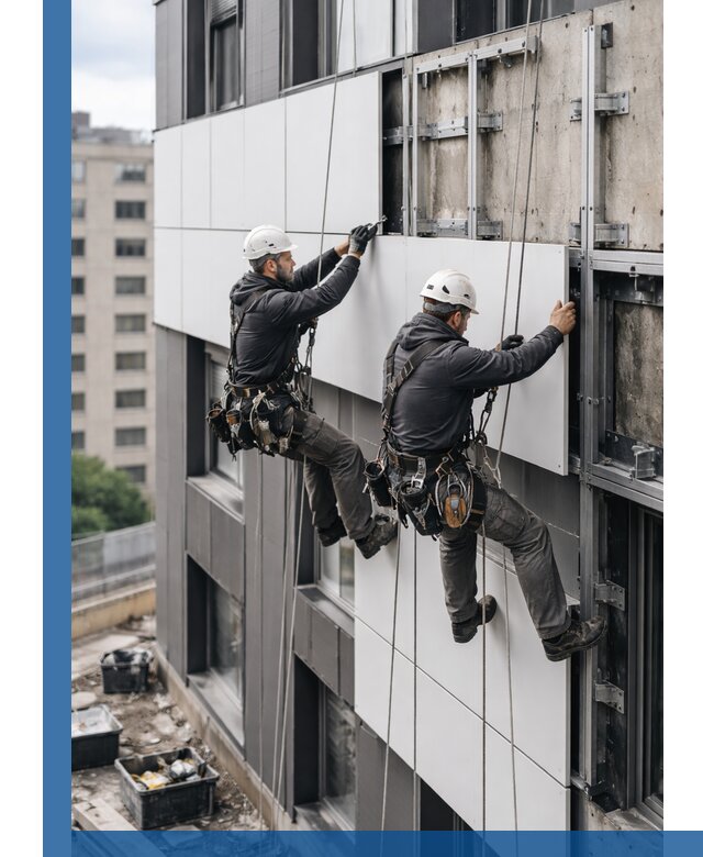 Монтаж композитных панелей фасада в Симферополе под ключ