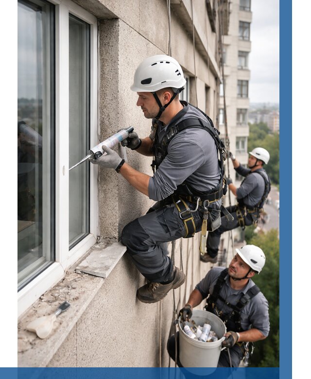 Герметизация оконных швов снаружи в Симферополе от 1558 р. | ВЫСОТНИК-Сим