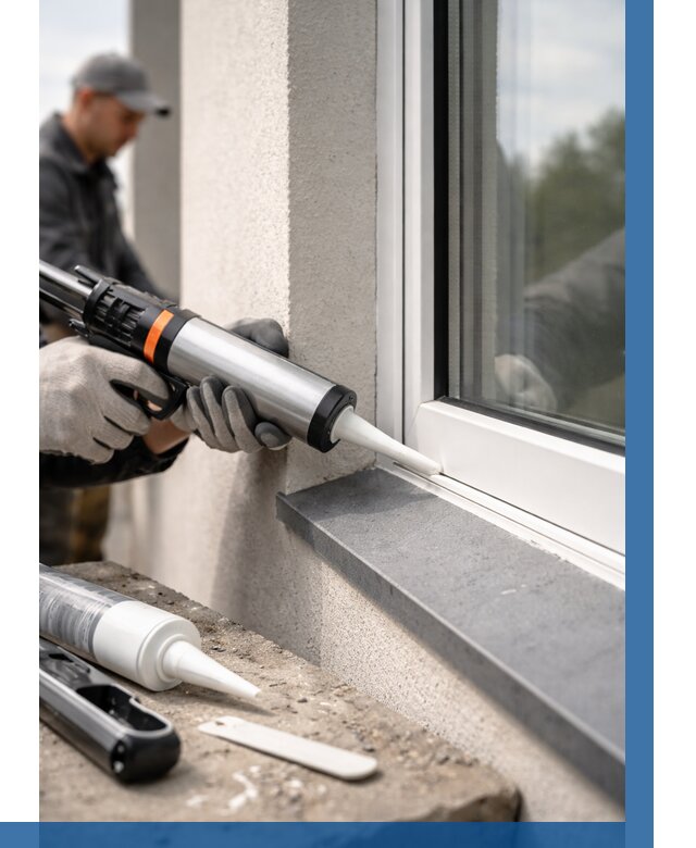 Герметизация монтажных швов окон в Симферополе от 675 р. | ВЫСОТНИК-Сим