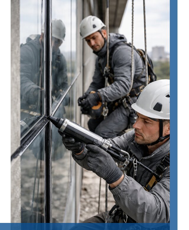 Герметизация витражных швов в Симферополе от 675 р. | ВЫСОТНИК-Сим