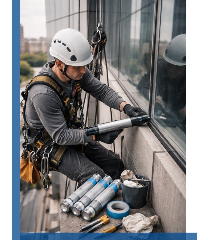 Герметизация стыков витража в Симферополе для герметичных фасадов