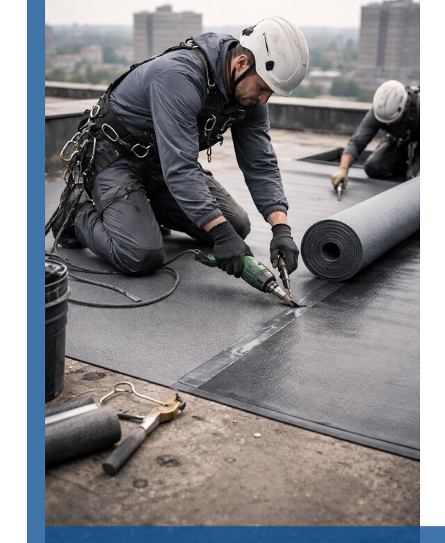 Ремонт мягкой кровли в Симферополе с выездом промальпинистов
