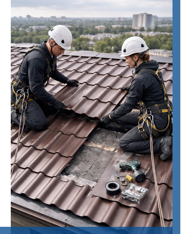 Ремонт металлочерепицы на крыше в Симферополе от 935 р. | ВЫСОТНИК-Сим