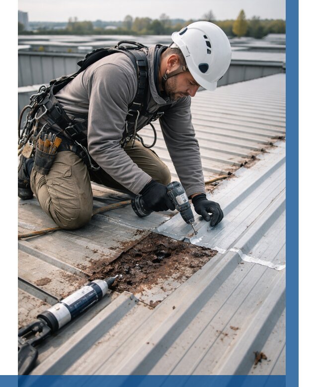 Ремонт профнастила на кровле в Симферополе от 727 р. | ВЫСОТНИК-Сим