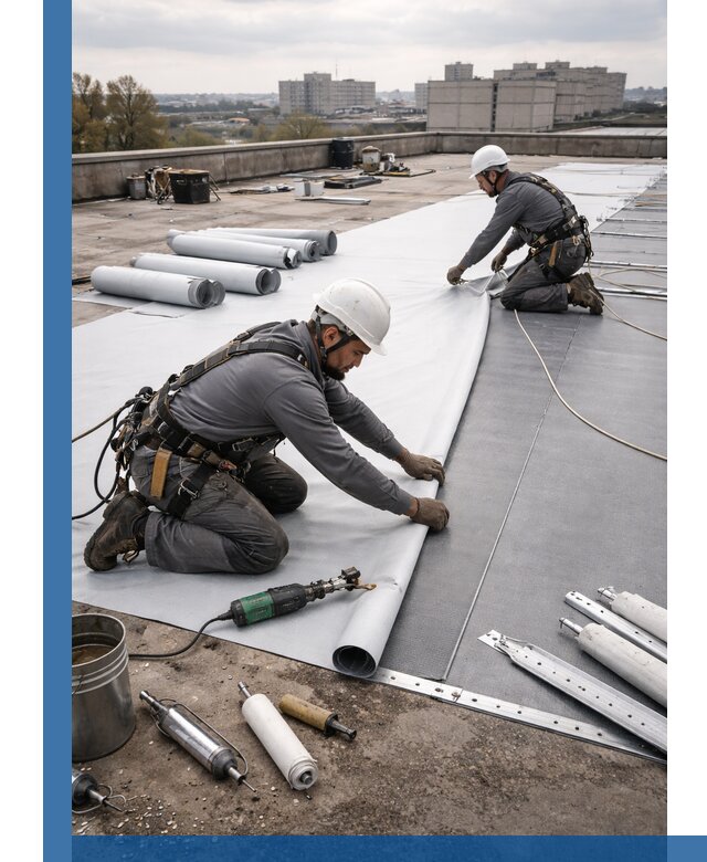 Монтаж мембранной кровли в Симферополе для промышленных зданий