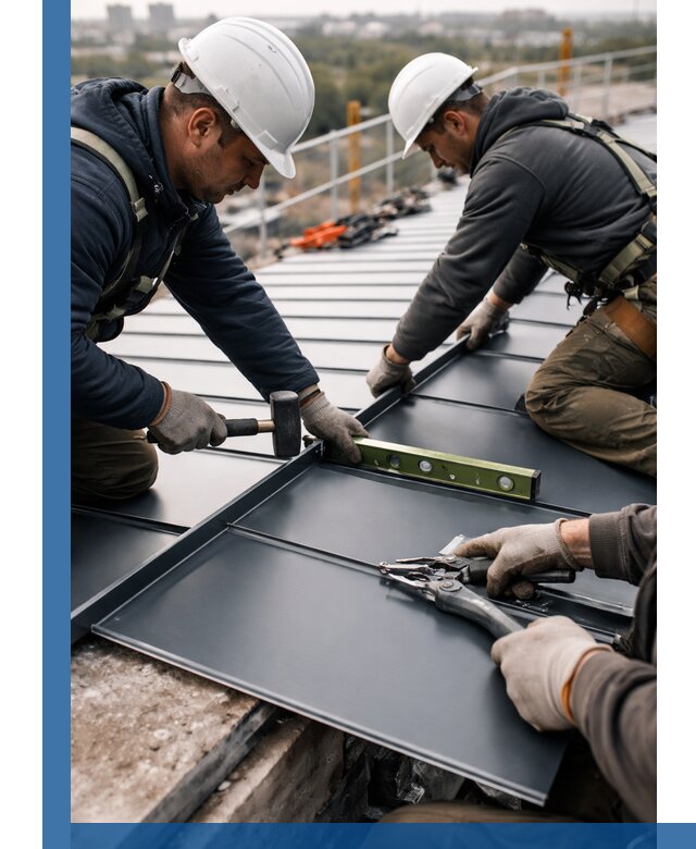 Монтаж фальцевой кровли в Симферополе для промышленных зданий