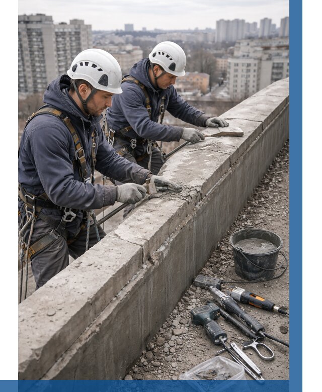Ремонт парапета на кровле в Симферополе от 1558 р. | ВЫСОТНИК-Сим