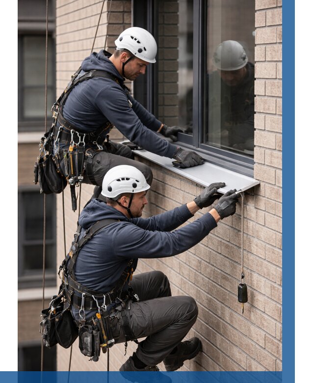 Монтаж оконных отливов под ключ в Симферополе от 3635 р. | ВЫСОТНИК-Сим