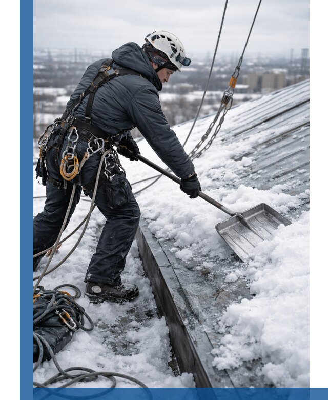 Профессиональная очистка кровли от снега и наледи в Симферополе