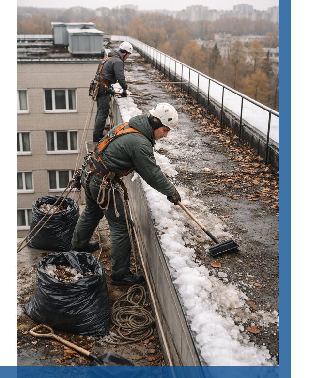 Очистка кровли по периметру в Симферополе от 571 р. | ВЫСОТНИК-Сим