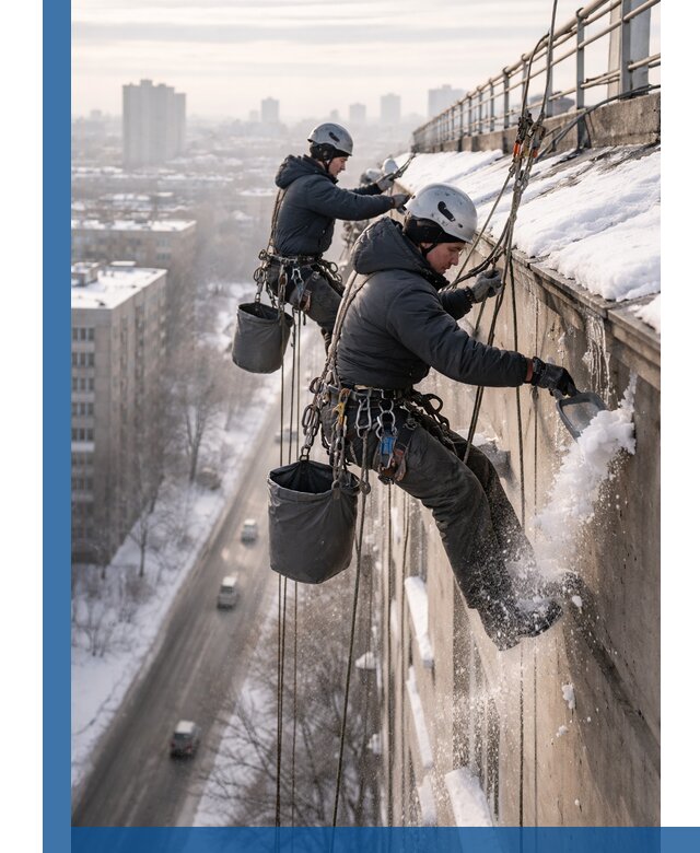 Очистка карнизов от снега в Симферополе профессионально и безопасно