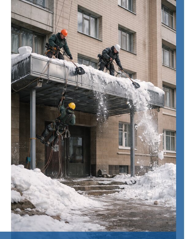 Очистка козырьков от снега в Симферополе от 3635 р. | ВЫСОТНИК-Сим