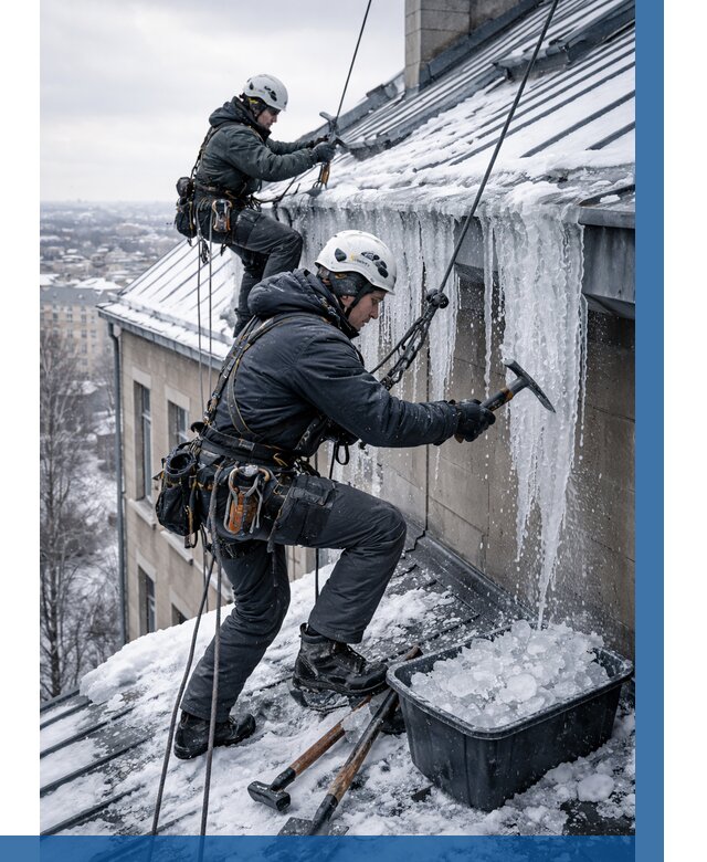 Удаление наледи с кровли в Симферополе от 5713 р. | ВЫСОТНИК-Сим