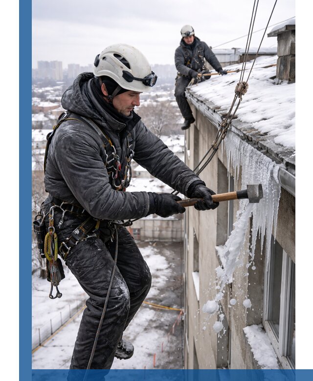 Сбивание и удаление сосулек с крыши в Симферополе безопасно