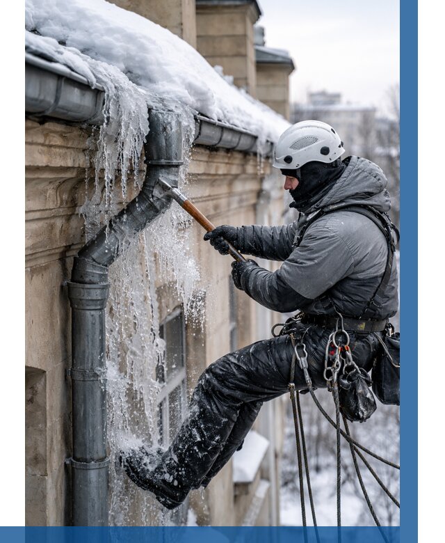 Очистка водостоков от льда в Симферополе от 3635 р. | ВЫСОТНИК-Сим