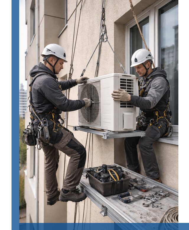 Перенос внешнего блока кондиционера в Симферополе с монтажом и крепежом