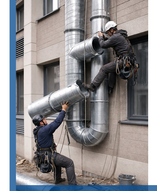 Монтаж фасадных воздуховодов в Симферополе с герметизацией и крепежом