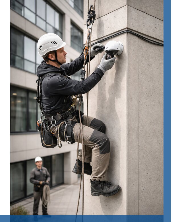 Монтаж камер видеонаблюдения на фасаде в Симферополе от 8829 р.-ВЫСОТНИК-Сим