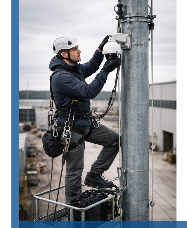 Профессиональная установка видеокамер на мачте в Симферополе