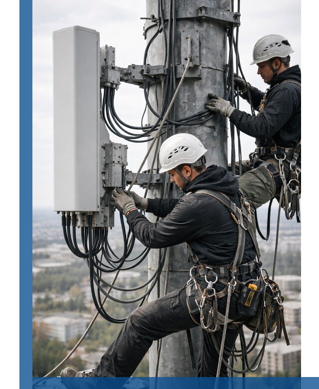 Монтаж оборудования связи на мачте в Симферополе с пусконаладкой