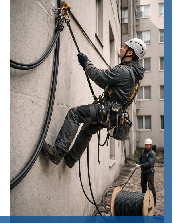 Протяжка кабеля питания на высоте в Симферополе от 467 р. | ВЫСОТНИК-Сим