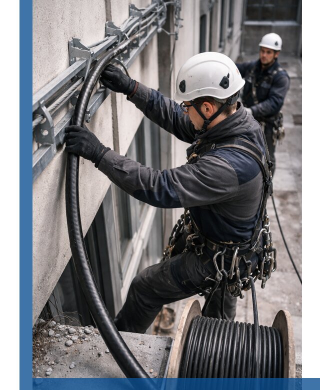 Протяжка кабеля питания на высоте в Симферополе с гарантией безопасности и качества