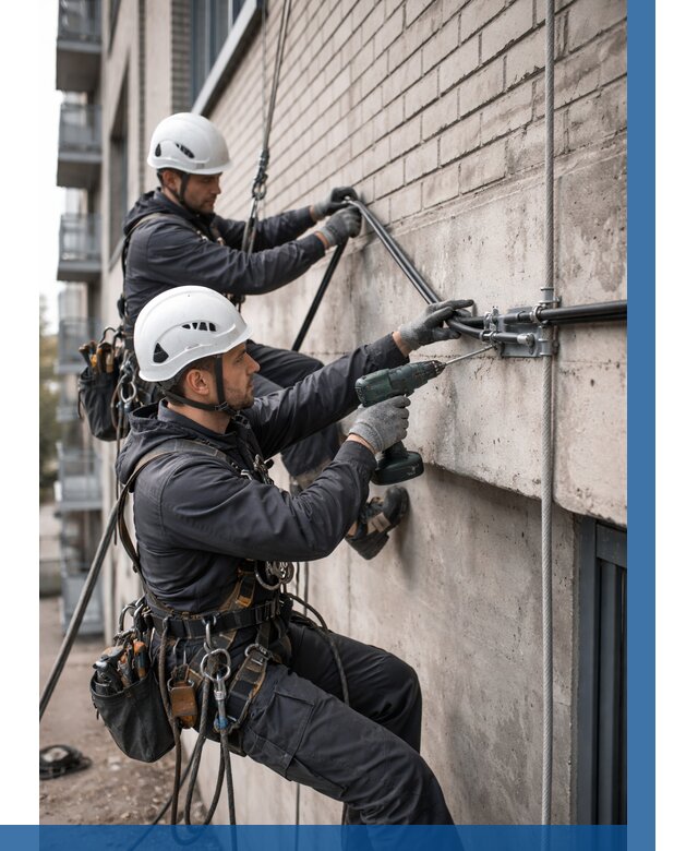 Крепление кабеля на фасаде в Симферополе от 364 р. | ВЫСОТНИК-Сим