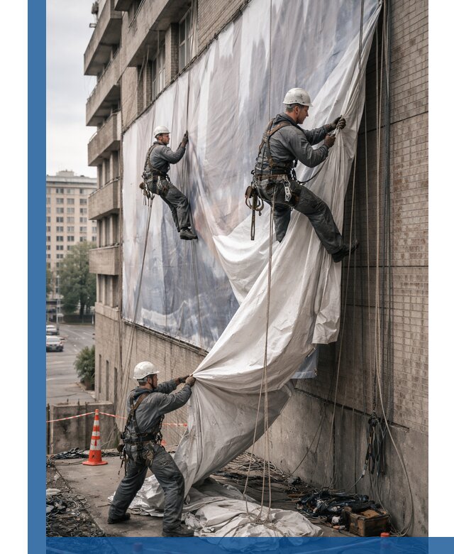 Демонтаж баннеров с фасада в Симферополе оперативно и безопасно