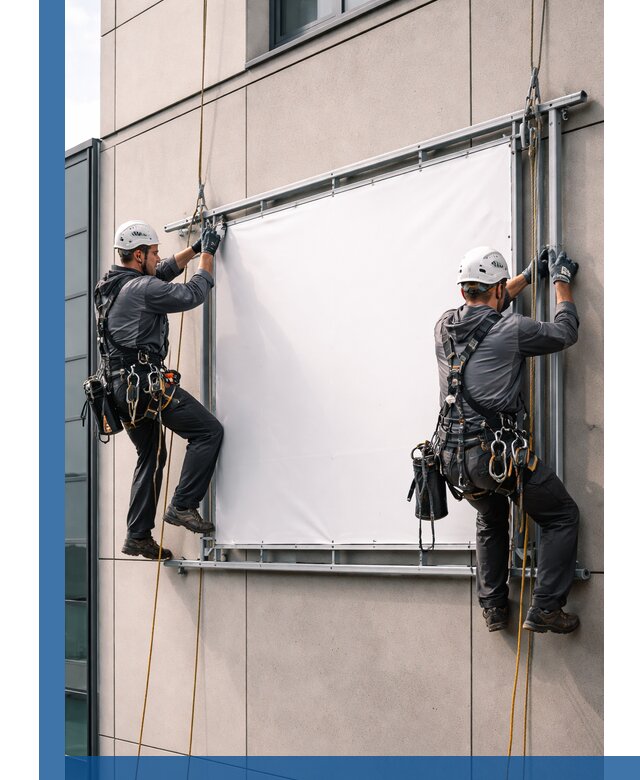 Монтаж наружной рекламной вывески в Симферополе под ключ