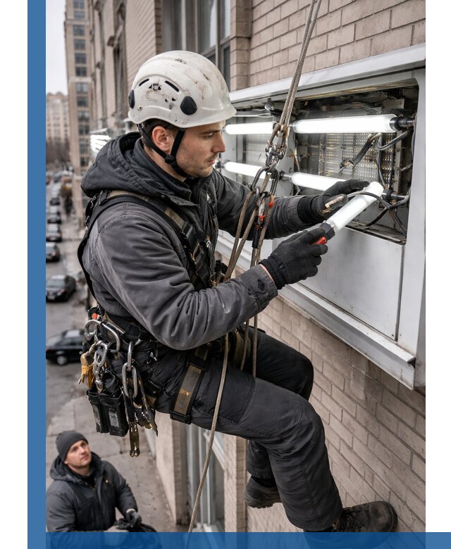 Профессиональная замена ламп в наружной вывеске в Симферополе