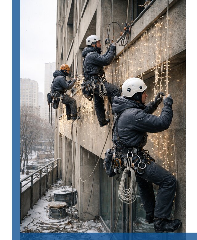 Монтаж новогодней иллюминации и украшение фасадов в Симферополе