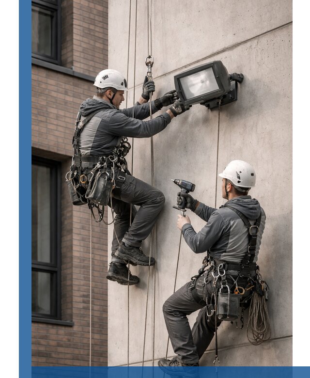 Профессиональный монтаж фасадных прожекторов в Симферополе под ключ