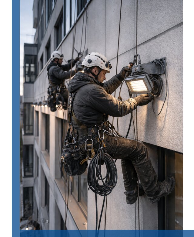 Монтаж фасадного освещения в Симферополе установка и подключение