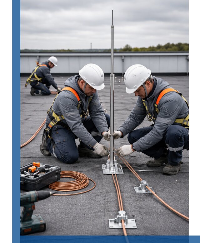 Монтаж молниезащиты на кровле в Симферополе под ключ с гарантией