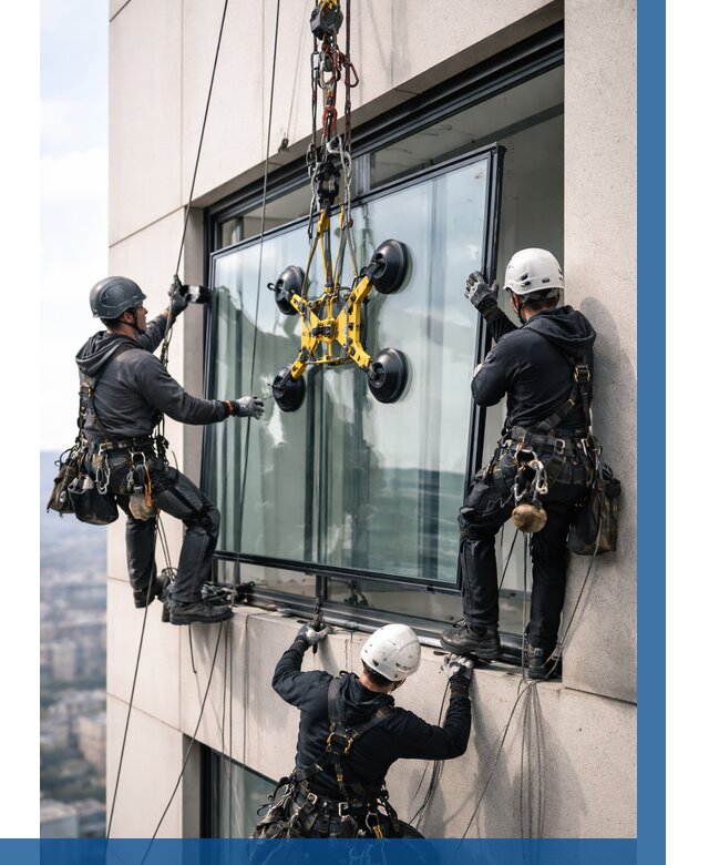 Монтаж стеклопакетов на высоте в Симферополе от 3324 р. | ВЫСОТНИК-Сим